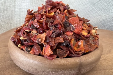dried broken rose hips