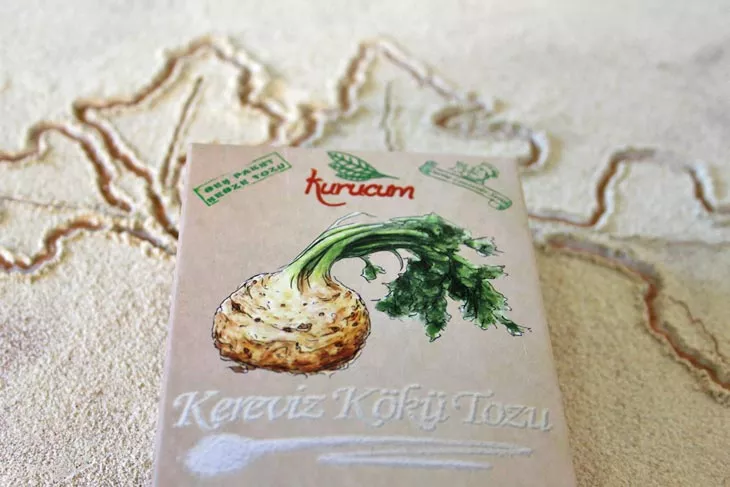 Celery Root Powder export-ready packs from Kurucum Food, Isparta