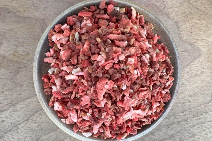 Where is freeze-dried strawberry used?