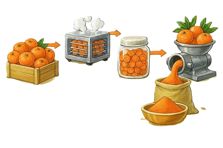 Mandarin powder – what it is and how it is made