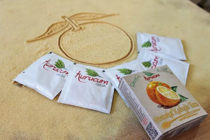 Orange Peel Powder export-ready packs from Kurucum Food, Isparta