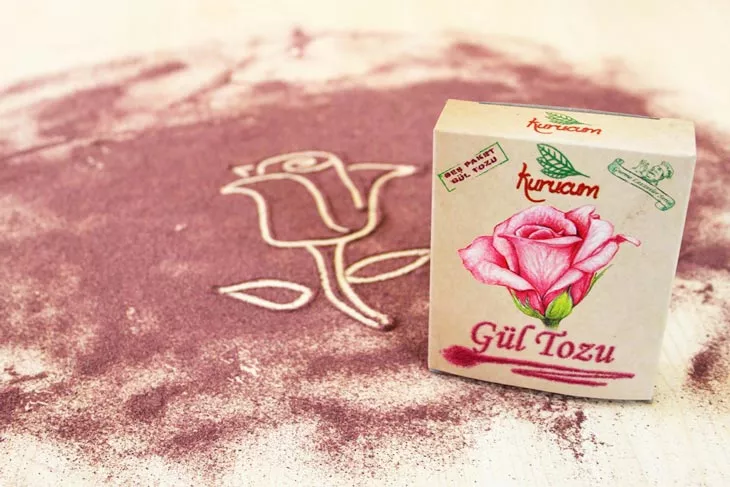 Rose Powder export-ready packs from Kurucum Food, Isparta
