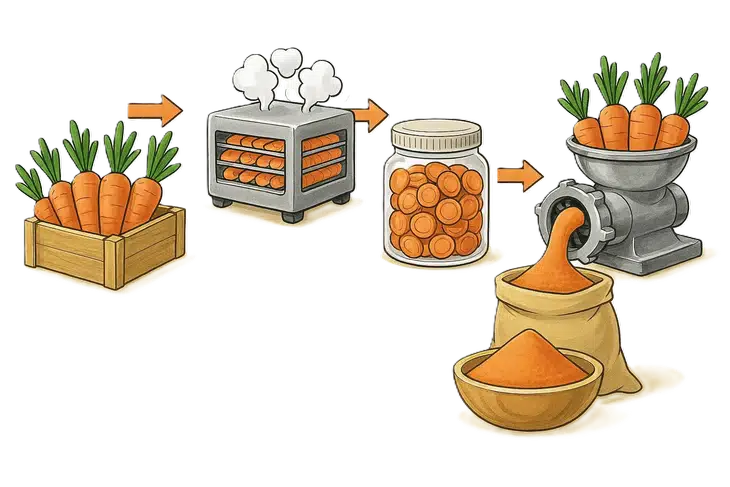 Havuç tozu nedir ve nasıl yapılır sorusuna cevap veren bir görsel
