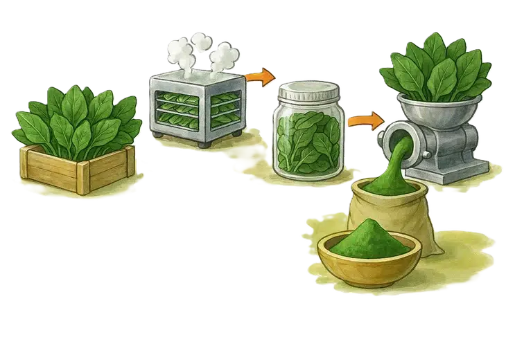 ispanak tozu nedir ve nasıl yapılır sorusuna cevap veren bir görsel