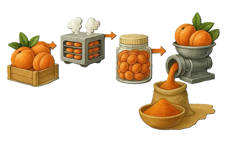 Kayısı tozu nedir ve nasıl yapılır sorusuna cevap veren bir görsel