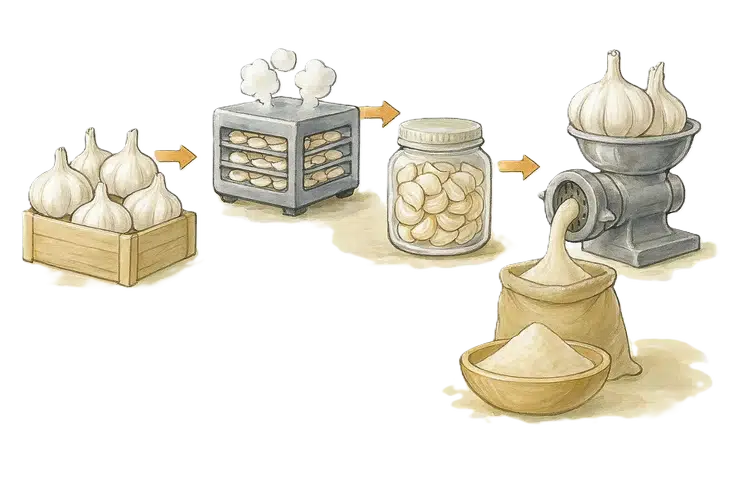 sarımsak tozu nedir ve nasıl yapılır sorusuna cevap veren bir görsel