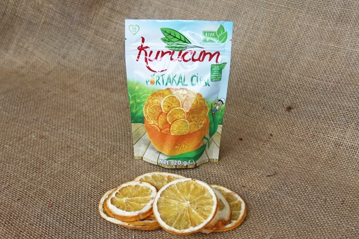 Экспортные упаковки апельсиновых чипсов от Kurucum Food, Испарта