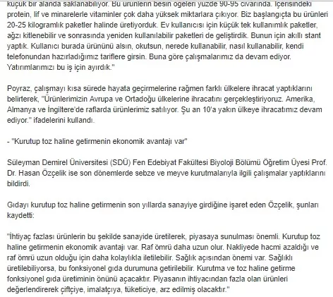 Milliyet haberi, sayfa 3/3 – Kurucum Gıda