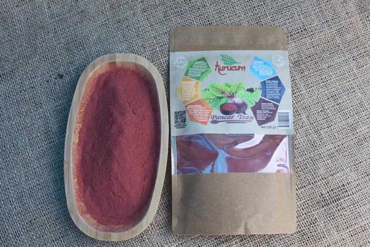 Exportklara förpackningar med rödbetspulver från Kurucum Food, Isparta