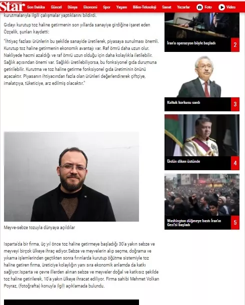 Star Gazetesi haberi, sayfa 3/3 – Kurucum Gıda